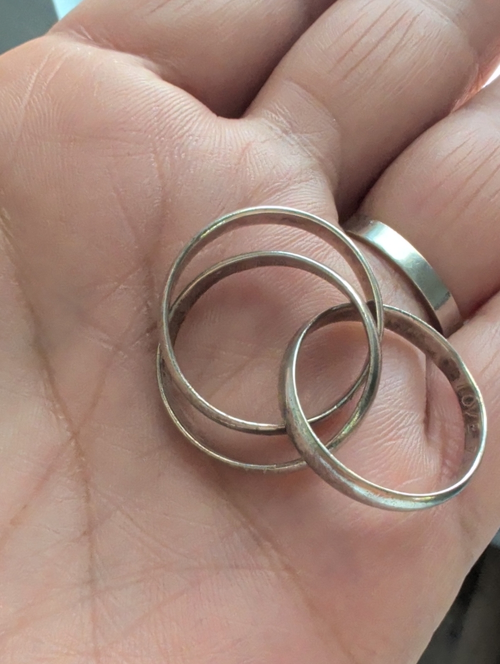Classic Interlocking Sterling Silver Rings - Women's Jewelry Sz 8.5
